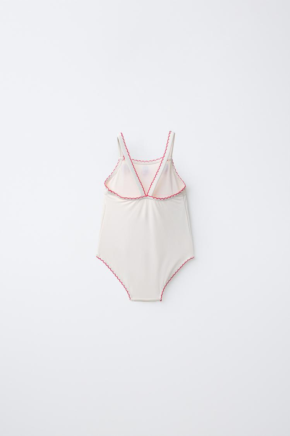 ZARA КУПАЛЬНИК С ВЫШИВКОЙ «КЛУБНИКА», ЭКРЮ