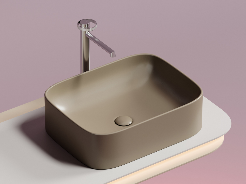 Умывальник чаша накладная прямоугольная (цвет Капучино Матовый) Element 505x380x150мм