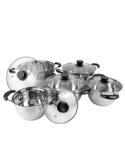 Набор кастрюль 10 предметов Ofenbach NB 100007 из нержавеющей стали (1 л; 1,5 л; 2 л; 3 л; 4 л)