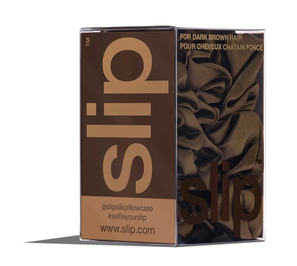 Набор резинок для волос из 100% шелка Slip Silk DARK BROWN