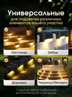 Светильник на солнечной батарее уличный садовый фонарик угловой с датчиком освещенности 16шт для подсветки фасадов дорожек сада ступеней и выступов