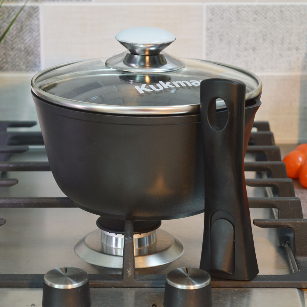 Кастрюля-ковш 1,5л литой с а/пр, со съемной ручкой, со стеклянной крышкой