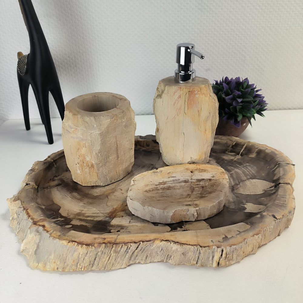 Набор из окаменелого дерева 4 предм Fossil Set NF-63066 поднос 30см*44см