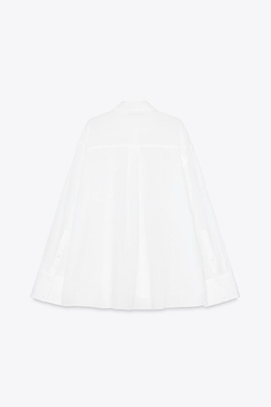 ZARA РУБАШКА ОВЕРСАЙЗ ИЗ ШИФОНА, БЕЛЫЙ