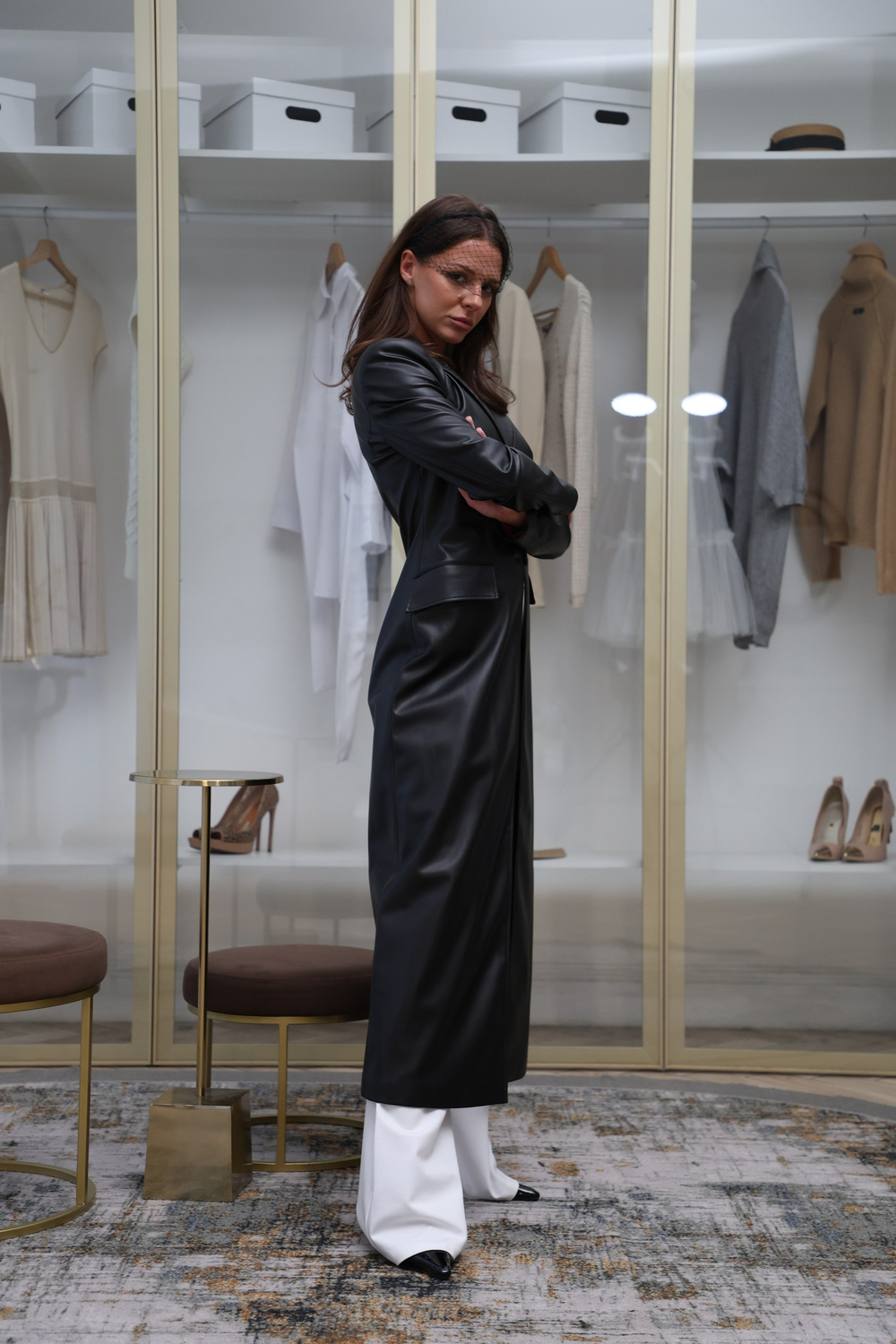 Тренч из экокожи