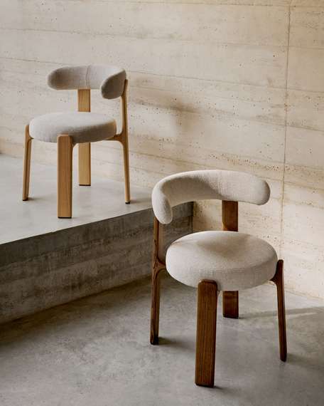 Стул Granite на 4 ножках, бежевый шенилл, массив ясеня в натуральном цвете