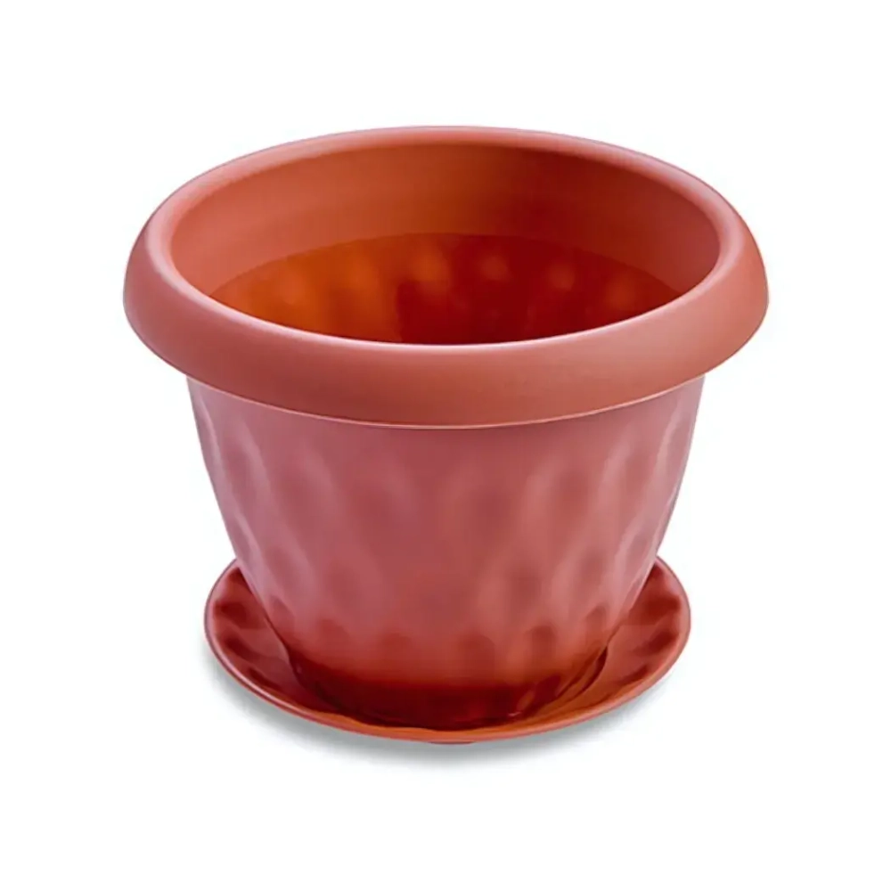 Горшок для цветов пластиковый 4,9л d-24,5см «Розетта» c поддоном терракотовый С128ТЕР