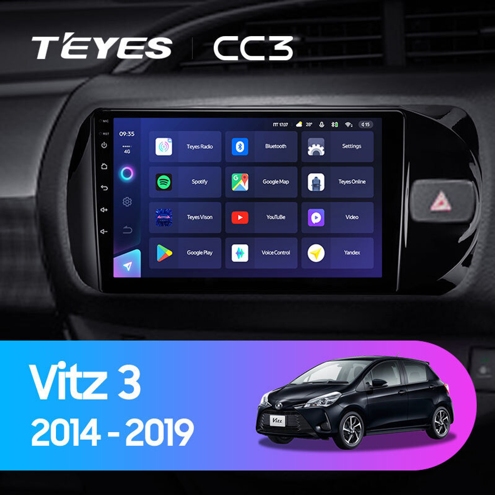 Teyes CC3 9" для Toyota Vitz 2014-2019 (прав)