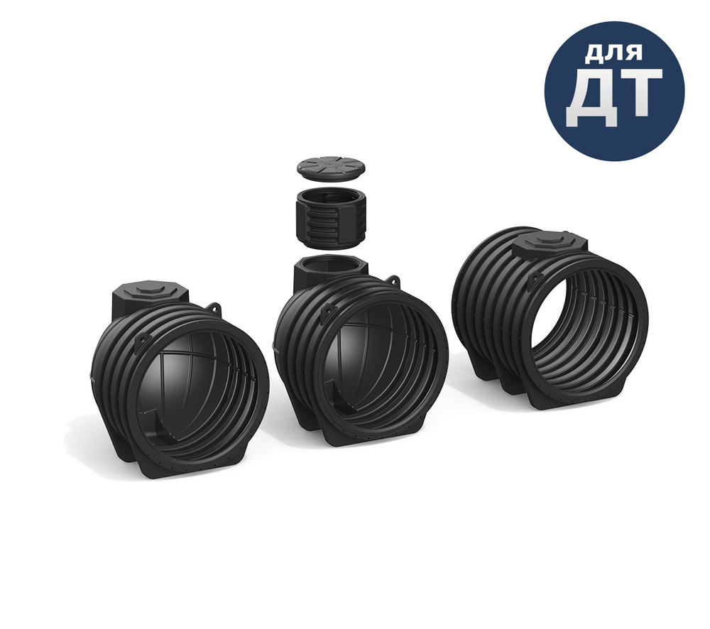 Модуль концевой ПОДЗЕМНЫЙ DL усиленный с крышкой и одной горловиной Полимер-Групп DL DT 3000 л. горизонтальный (1745x1740x1880см;110кг;черный) - арт.559128