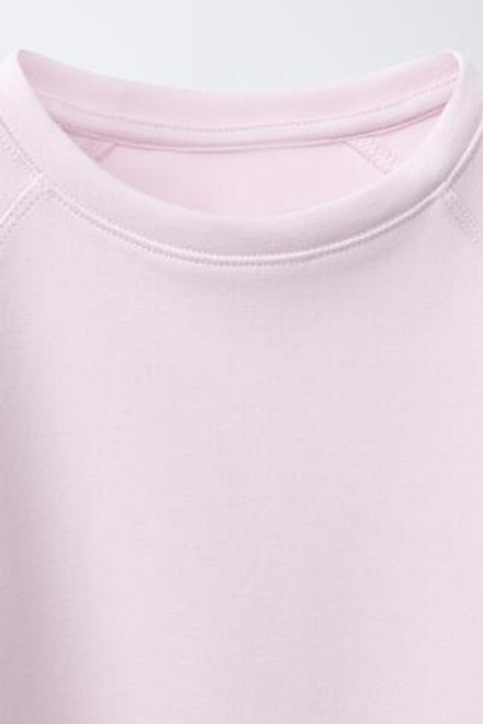 ZARA БАЗОВАЯ ФУТБОЛКА С РУКАВАМИ РЕГЛАН, РОЗОВЫЙ