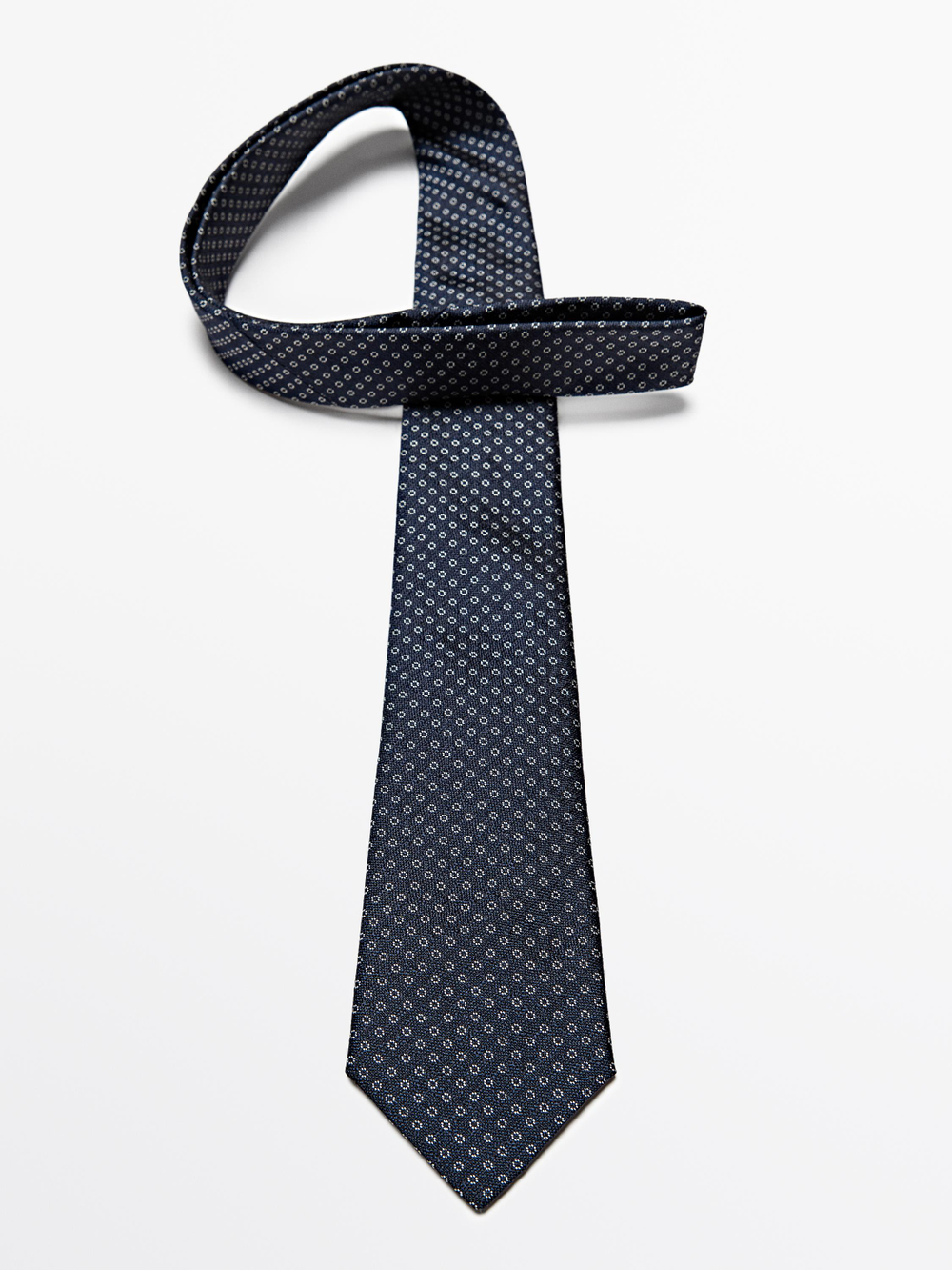 Massimo Dutti Галстук из 100% шелка с узором, темно-синий