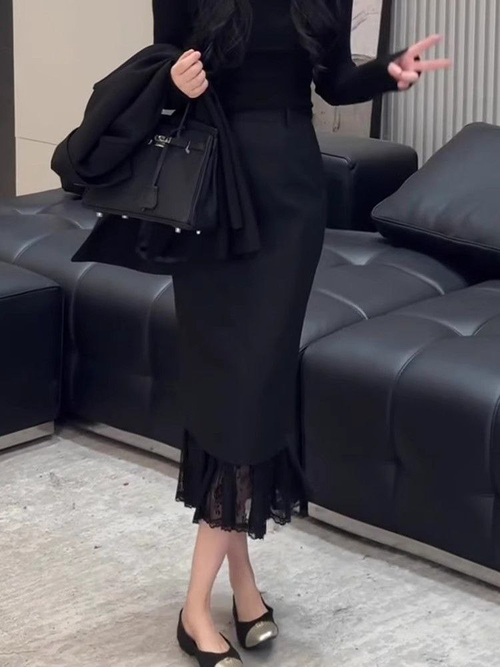 Чёрная юбка миди