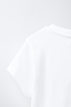 ZARA ФУТБОЛКА С НАДПИСЬЮ, БЕЛЫЙ