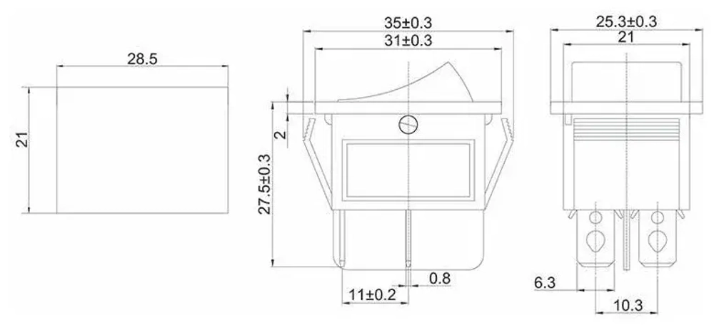 Выключатель ON/OFF KCD4 4-pin 16А-250В c подсветкой