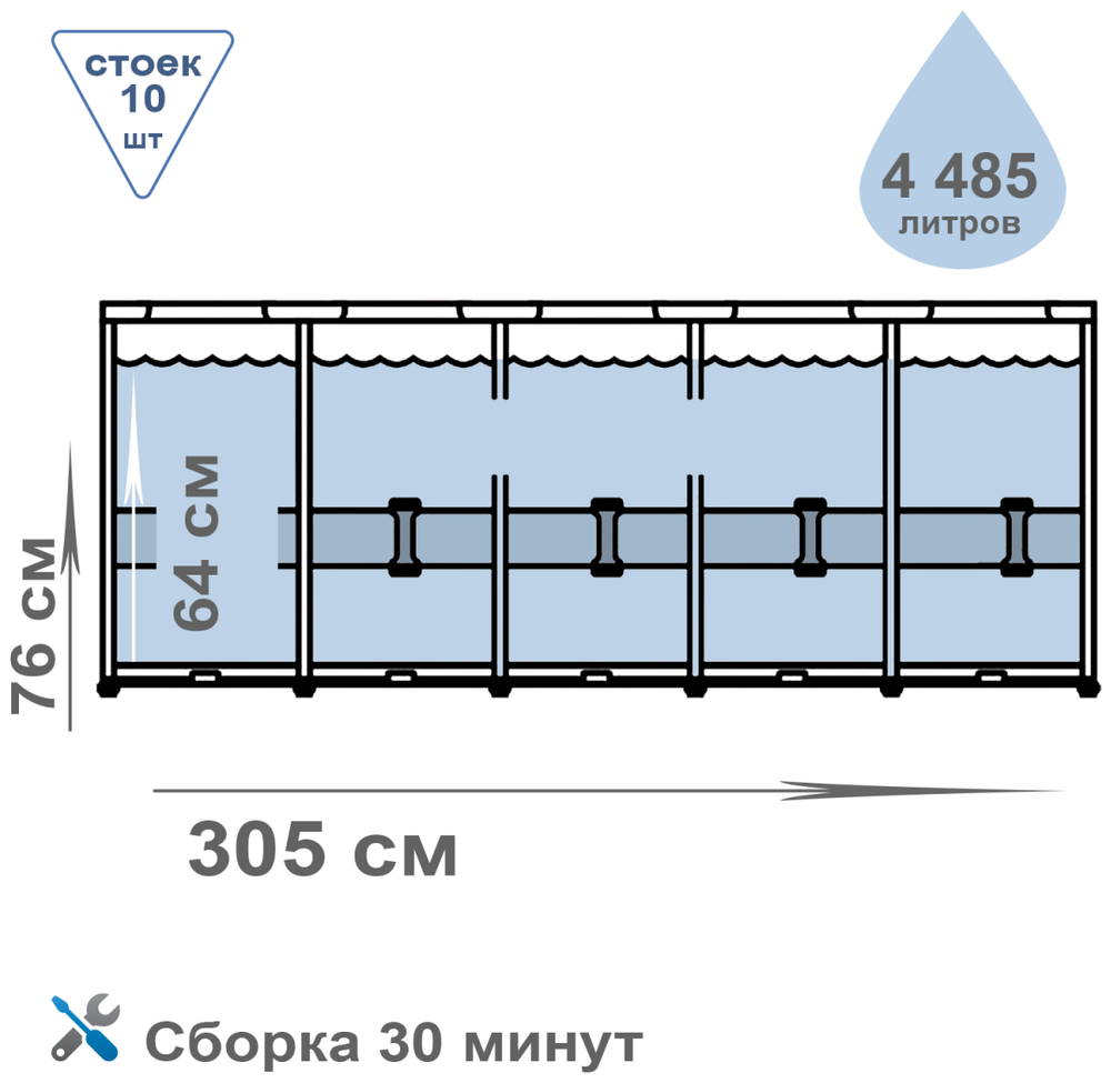 Каркасный бассейн Prism Frame 305х76 см, Intex, арт.26700NP