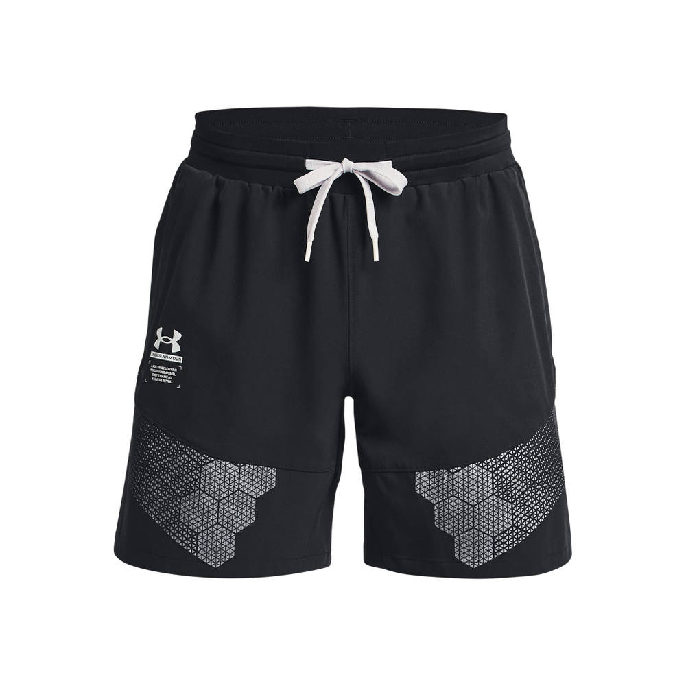 Мужские теннисные шорты Under Armour Armourprint Woven Shorts Men - Black, Silver