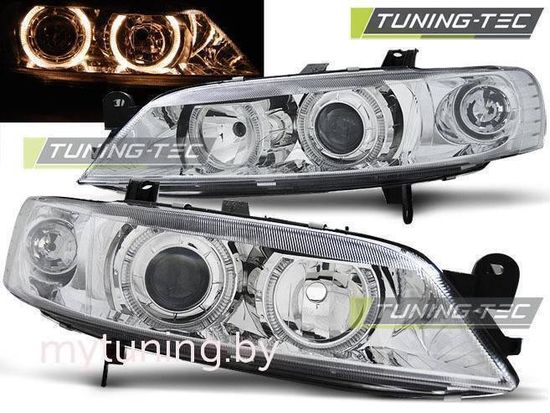 Передние фары Opel Vectra B angel eyes chrome