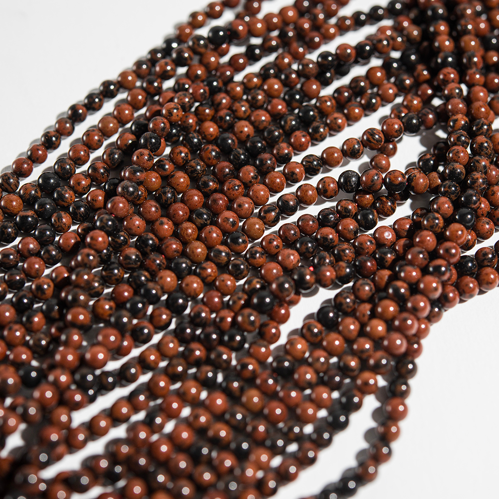 Обсидиан махагон натуральный, бусины в форме шара, 3,4мм