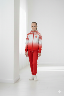 Sports team red suit with gradient and logo
