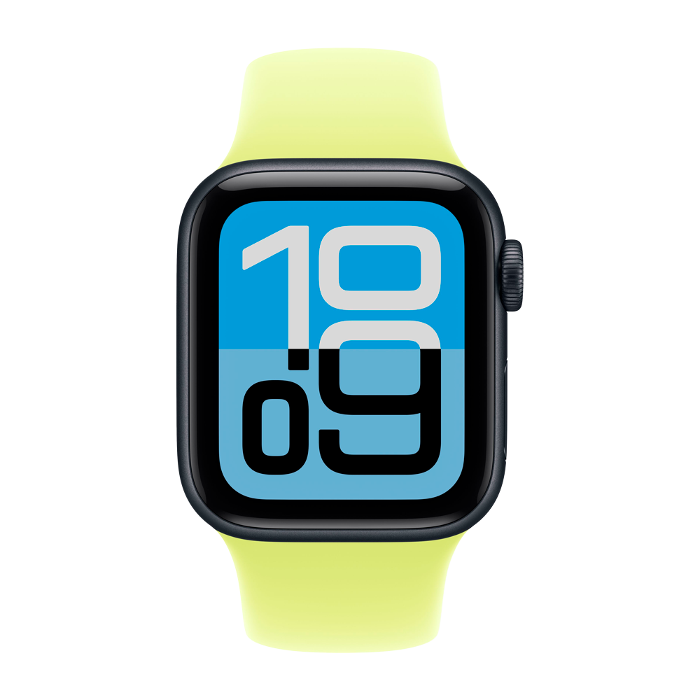 Умные часы Apple Watch SE 3 (2025) GPS, 40mm, Midnight Aluminium Case with Neon Yellow Sport Band, S/M