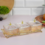 Менажница 3-х секционная 27,5*9,5*8,5см на металлической подставке, 9188