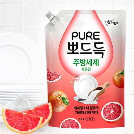 PIGEON Средство для мытья посуды, фруктов и овощей с содой, грейпфрут / Pure Grapefruit Dish Detergent, 1200 мл