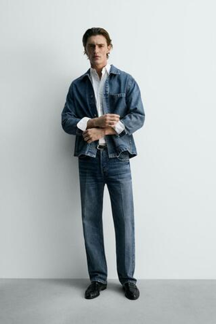 ZARA ДЖИНСЫ STRAIGHT-FIT, ВЫЦВЕТШИЙ СИНИЙ