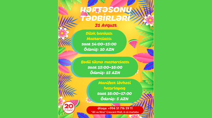 📢 Həftəsonu Tədbirləri – 31 Avqust