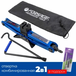 Домкрат механический ''ромб'' 1,5т (h min 115мм, h max 400мм)+P013K Отвертка переставная 2в1(РН2хSL5.5мм) Forsage F-ST-60