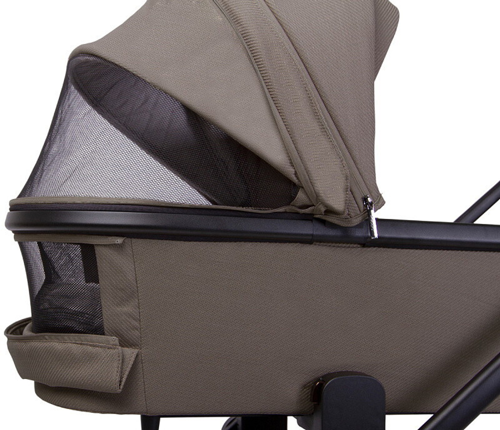 Детская коляска Peppy Monaco 3 в 1 с автокреслом Verona Black Sandstone (песочный), рама черная