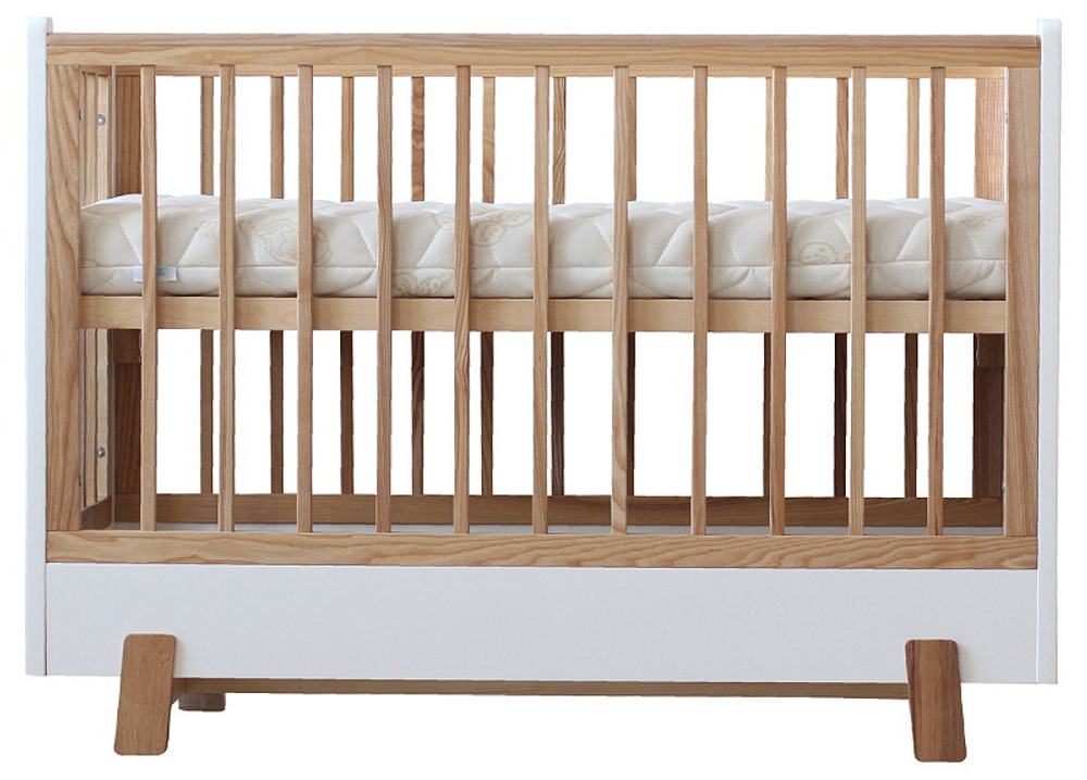 Детская кроватка Фабрика Облаков Onlybaby Scandi маятник продольный молочный, дерево