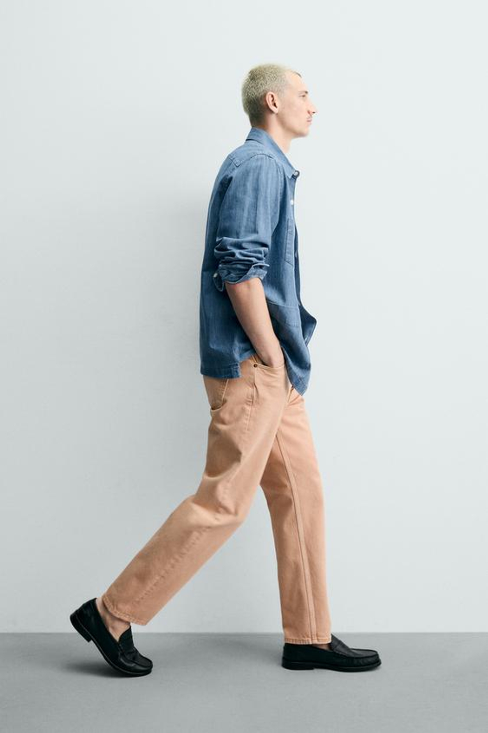 ZARA ДЖИНСЫ STRAIGHT FIT С ЭФФЕКТОМ ПОТЕРТОСТИ, ОРАНЖЕВЫЙ