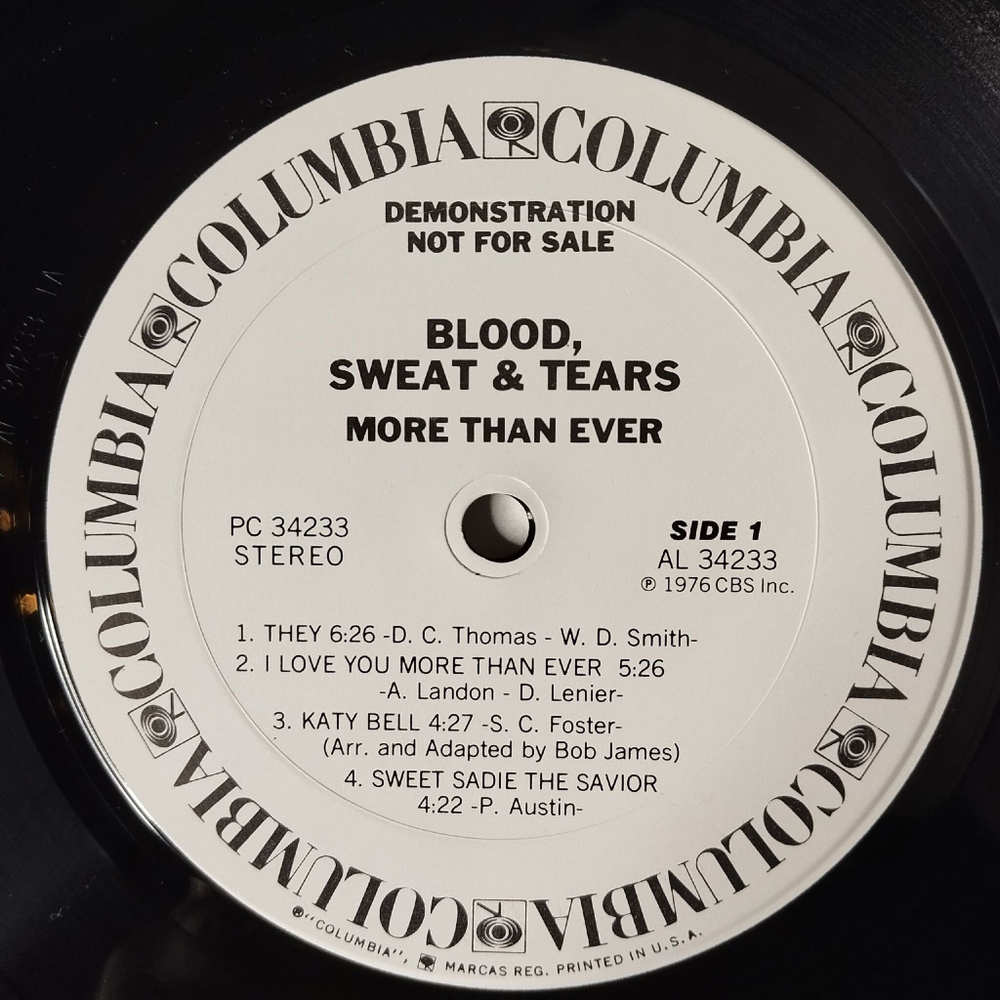 Винтажная виниловая пластинка LP Blood, Sweat and Tears More Than Ever (USA 1976) (Promo)