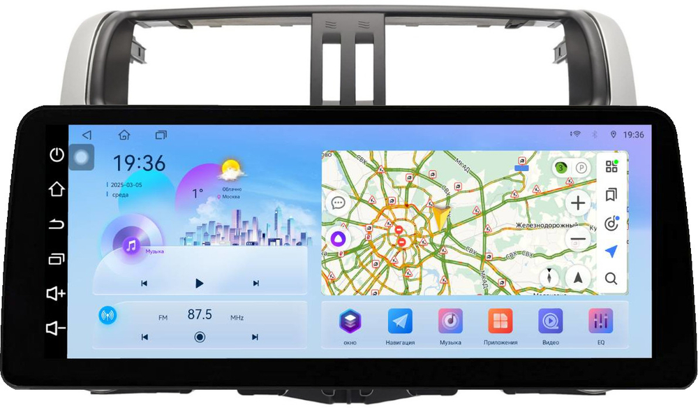 Магнитола для Toyota Land Cruiser Prado 150 2009-2013 (правый руль) - FarCar монитор 12.3" 2K QLED на Android 14, TS10, CarPlay, 4G SIM-слот