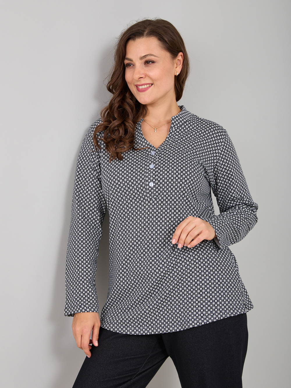 Блузка БЛ-22/чернобелая-геометрия