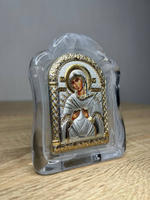 Семистрельная, икона арочная, белое муранское стекло 86х112