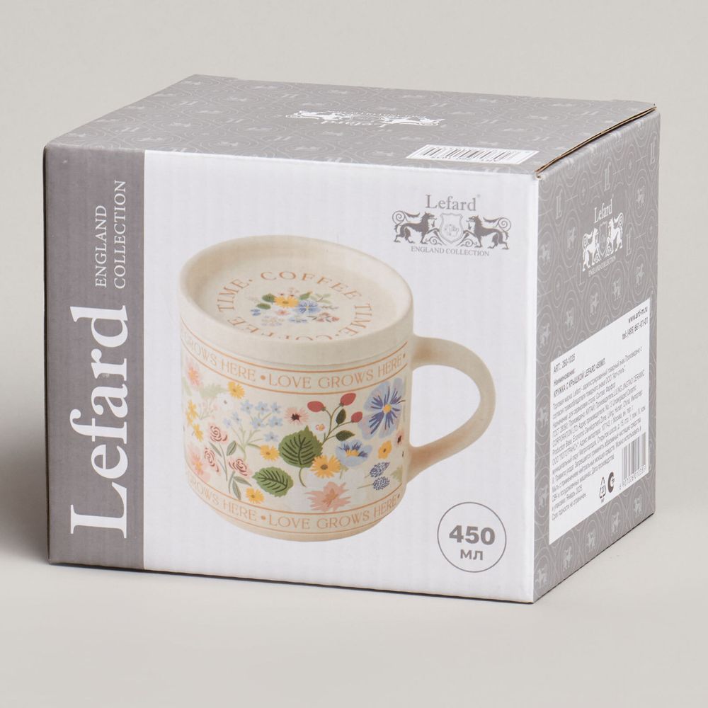 КРУЖКА С КРЫШКОЙ LEFARD SPRING FLOWERS 390МЛ. (КОР=24ШТ.)