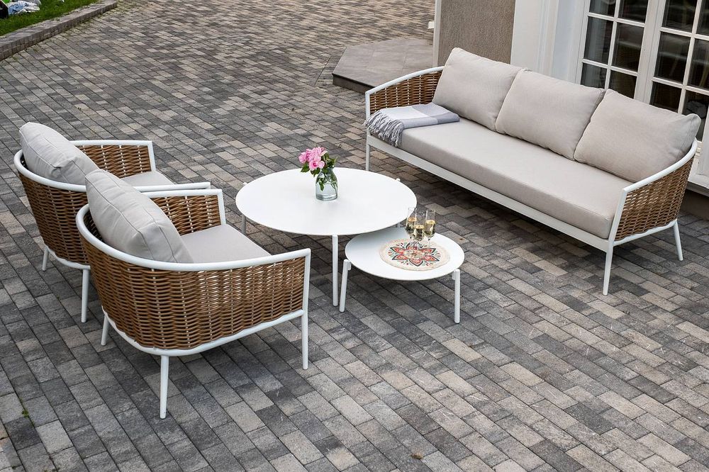 "Тоскана" лаунж-зона из искусственного ротанга, цвет соломенный