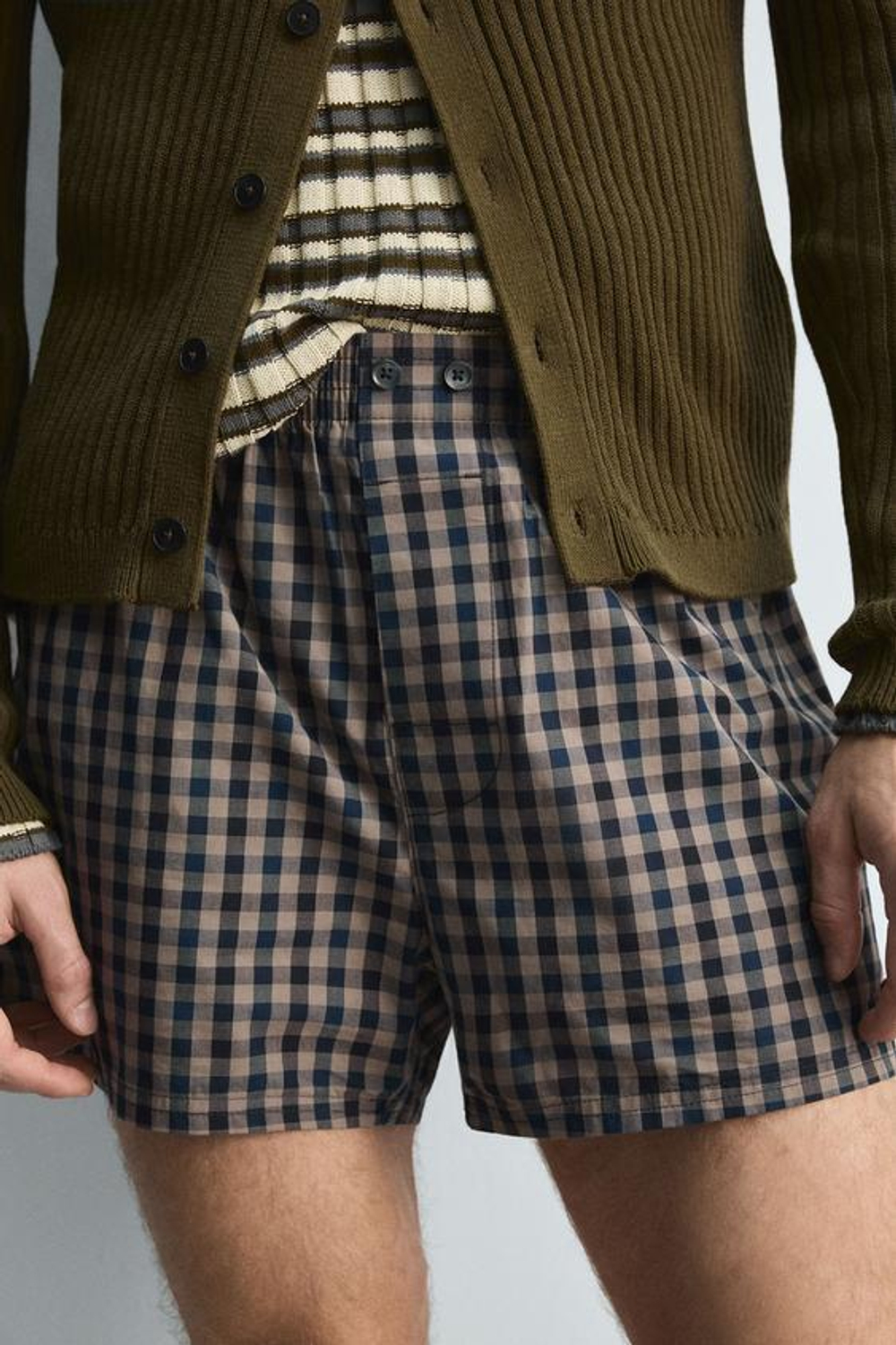 ZARA ТРУСЫ-БОКСЕРЫ ИЗ ПОПЛИНА В КЛЕТКУ - LIMITED EDITION, РАЗНОЦВЕТНЫЙ