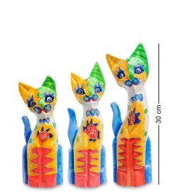 Decor and Gift 99-275 Фигурка «Кошка» н-р из трех 30,25,20 см (албезия, о.Бали)