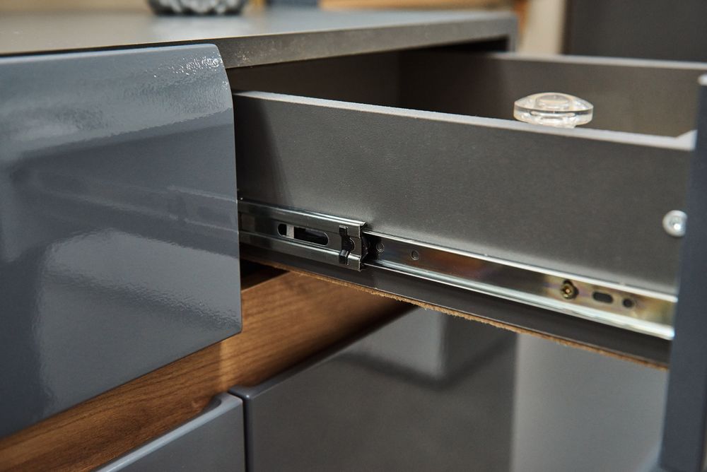 Коллекция Стокгольм Тумба с зеркалом Серый Графит/Графит Глянец (Набор)