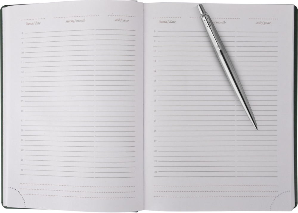 Подарочный набор: Шариковая ручка Parker Jotter Essential, St. Steel СT, стержень: Mblue и Ежедневник недатированный черный