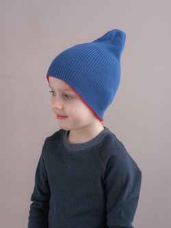 Шапка вязаная хлопковая ТВИНС(Джинс, красный)