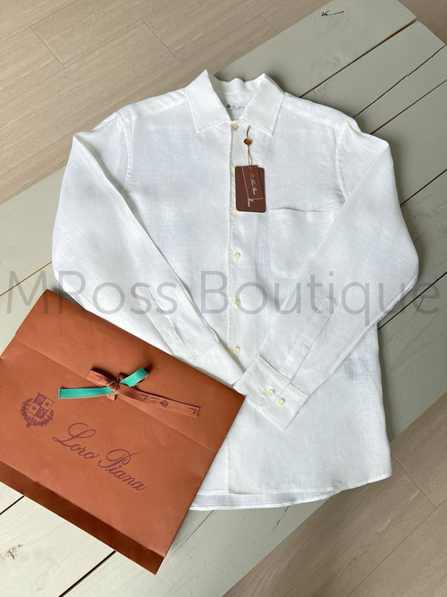 Льняная белая рубашка Loro Piana Andre
