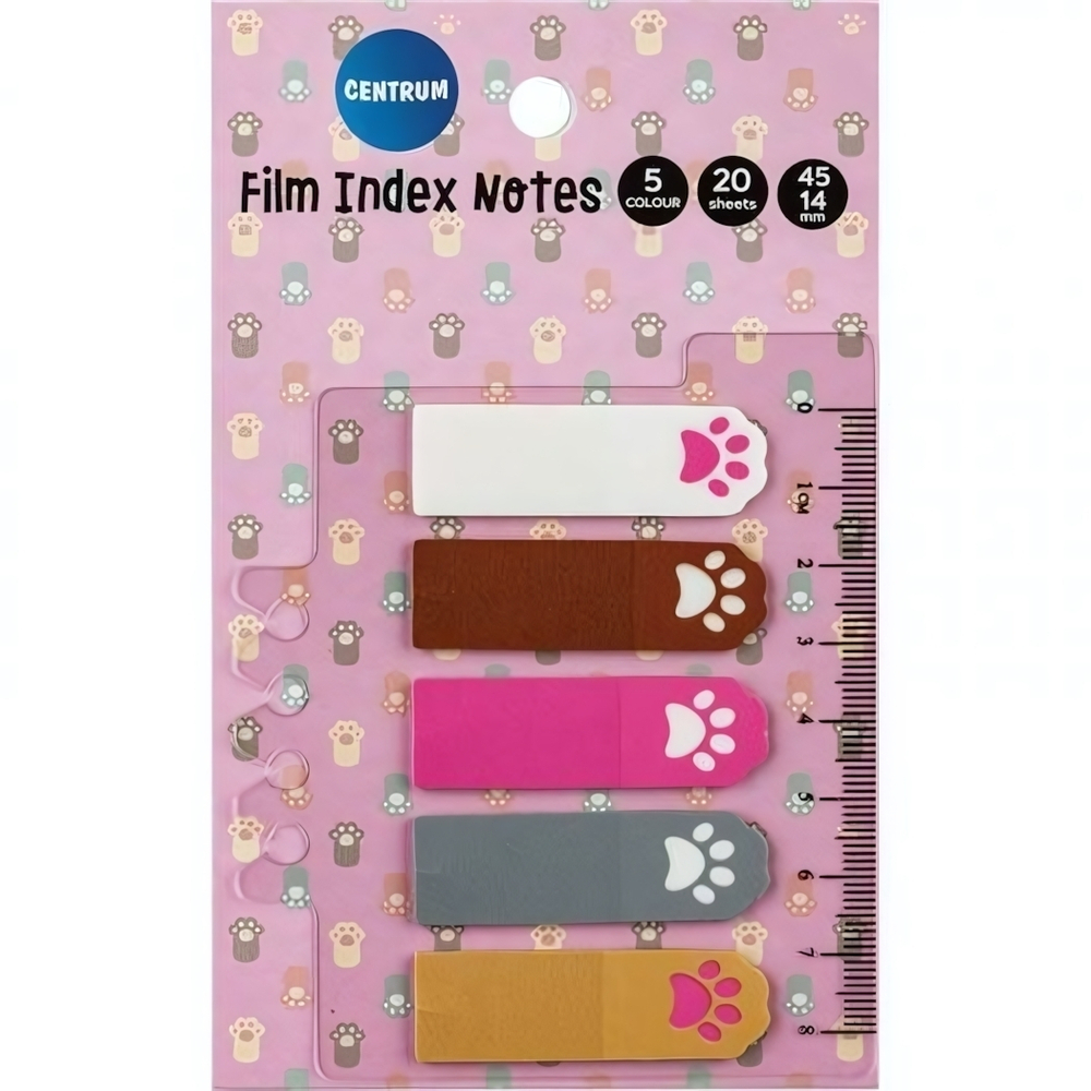 Набор стикеров пластиковых "Лапки" 5 цв.x20 лист. 45x14 мм. На индексах можно делать надписи (Центру