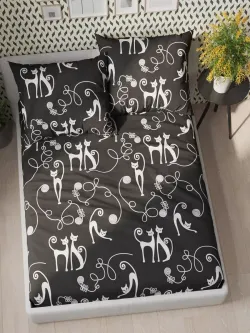 Постельное белье Полисатин Мечта "Тойгер" евро Наволочка 50х70 см 2 шт Простынь на резинке 180x200 см Пододеяльник 200x215 см