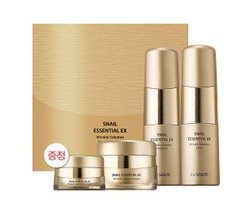 The Saem Snail Essential EX Wrinkle Solution Skin Care 4 Set антивозрастной бьюти-набор с коллагеном и улиточным экстрактом