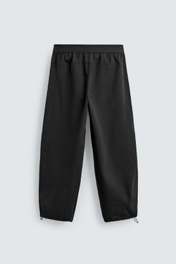 ZARA БРЮКИ-ПАРАШЮТ RELAXED FIT, ЧЕРНЫЙ