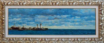 Картина Бочарова С.П. "Ялта. Море Ченрное" холст/масло 25х80