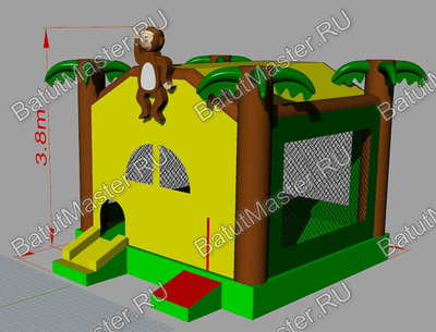 Коммерческий надувной батут "Джунгли" с крышей
